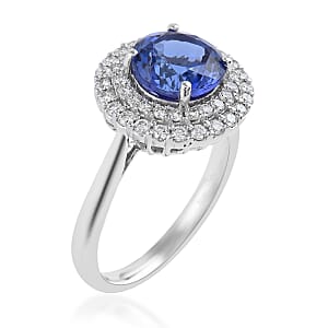 Rhapsody 950 Platinum AAAA Tanzanite and E-F VS Diamond Ring (Size 10.0) 8.23 Grams 4 ctw