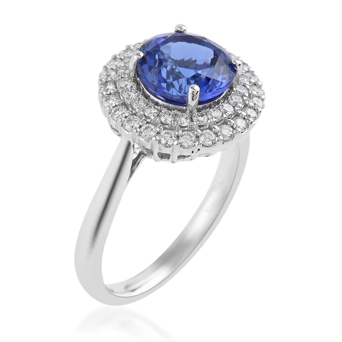 One Of A Kind RHAPSODY 950 Platinum AAAA Tanzanite and E-F VS Diamond Ring 8.23 Grams 4 ctw image number 2