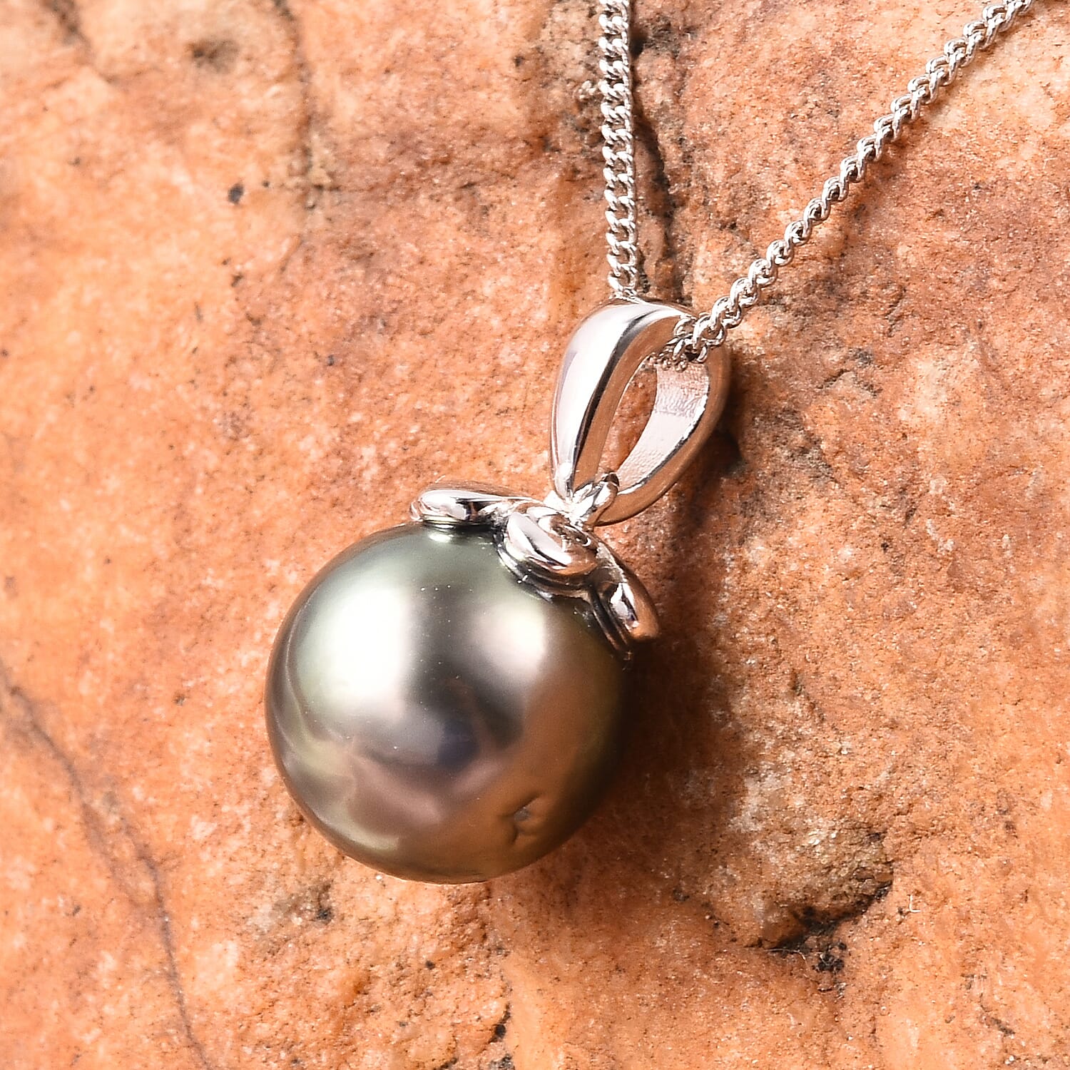 Galatea Bible Pearl Collection with Momento Technology Tahitian Cultured Pearl 11-12mm Pendant Necklace 18 Inches in Sterling Silver