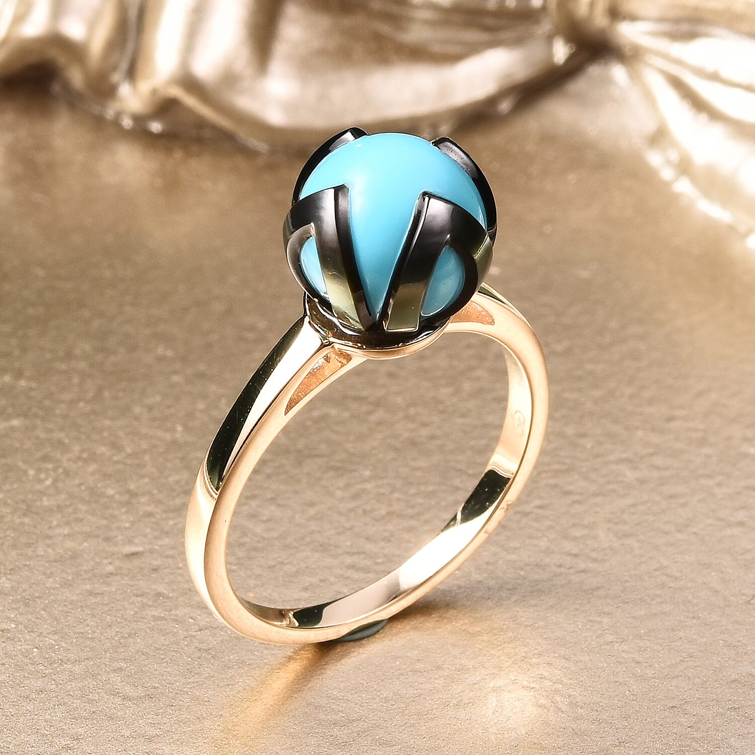 Galatea Pearl Collection 10K Yellow Gold Carved Tahitian Cultured Pearl 10-11 mm Ring (Size 6.0)