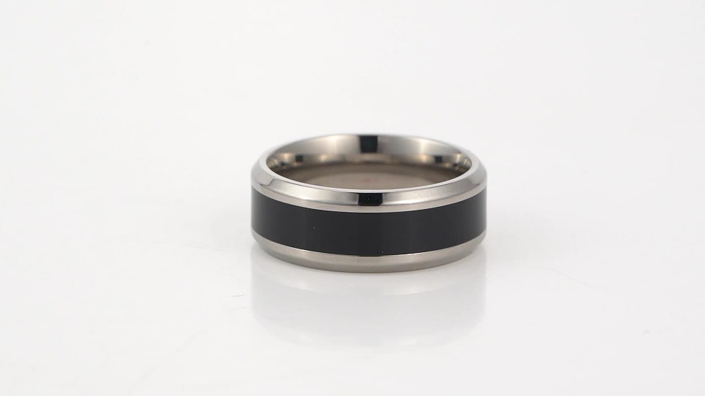 Constituted Shungite Inlay Band Ring in Titanium (Size 5.0) 2.75 ctw