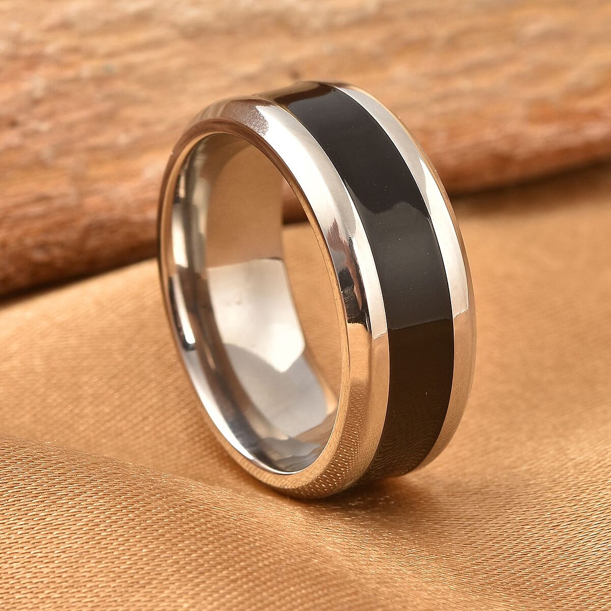Constituted Shungite Inlay 2.75 ctw Band Ring in Titanium (Size 6.0) image number 1