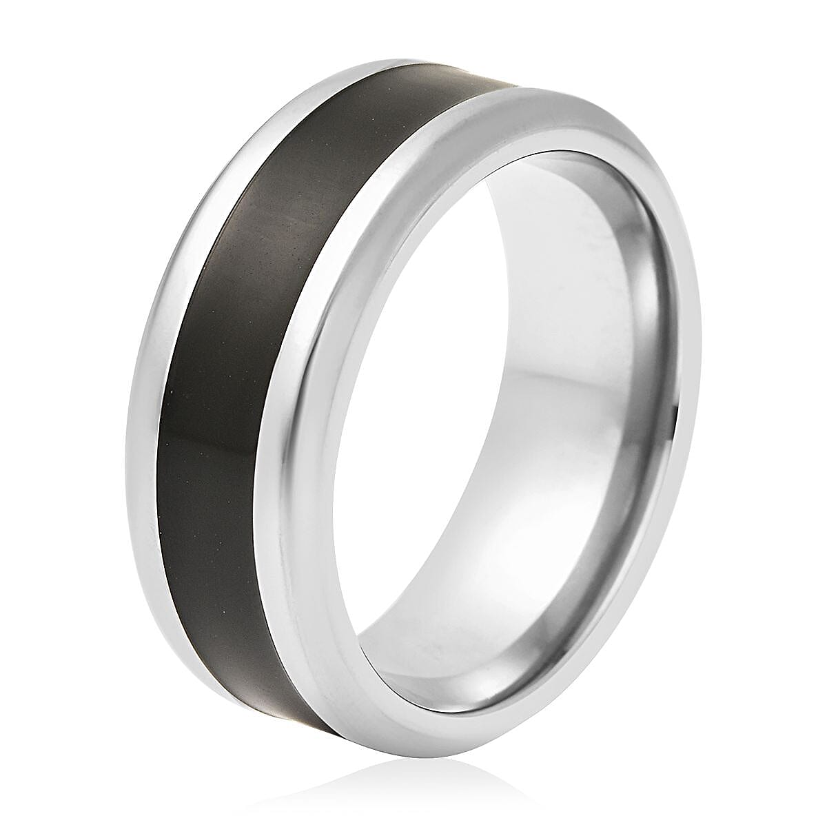 Constituted Shungite Inlay 2.75 ctw Band Ring in Titanium (Size 6.0) image number 3