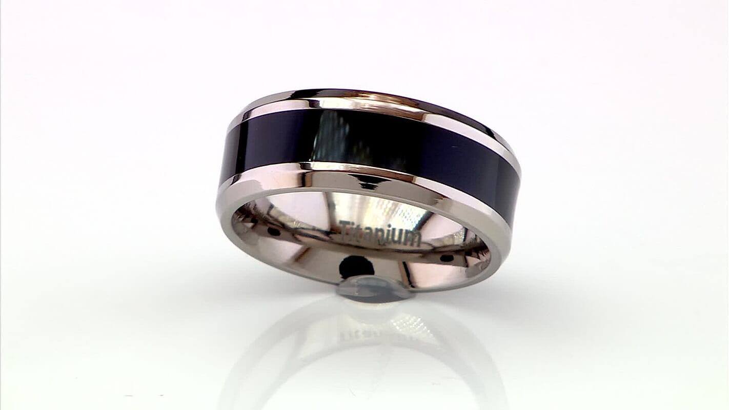Constituted Shungite Inlay Band Ring in Titanium (Size 5.0) 2.75 ctw