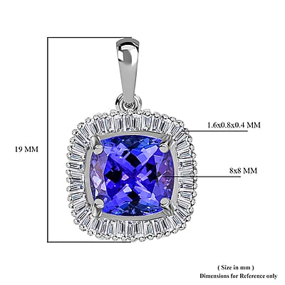Rhapsody AAAA Tanzanite and E-F VS Diamond 2.40 ctw Halo Pendant without Chain in 950 Platinum