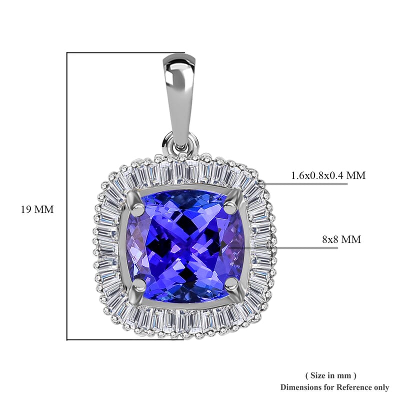 Rhapsody AAAA Tanzanite and E-F VS Diamond 2.40 ctw Halo Pendant without Chain in 950 Platinum