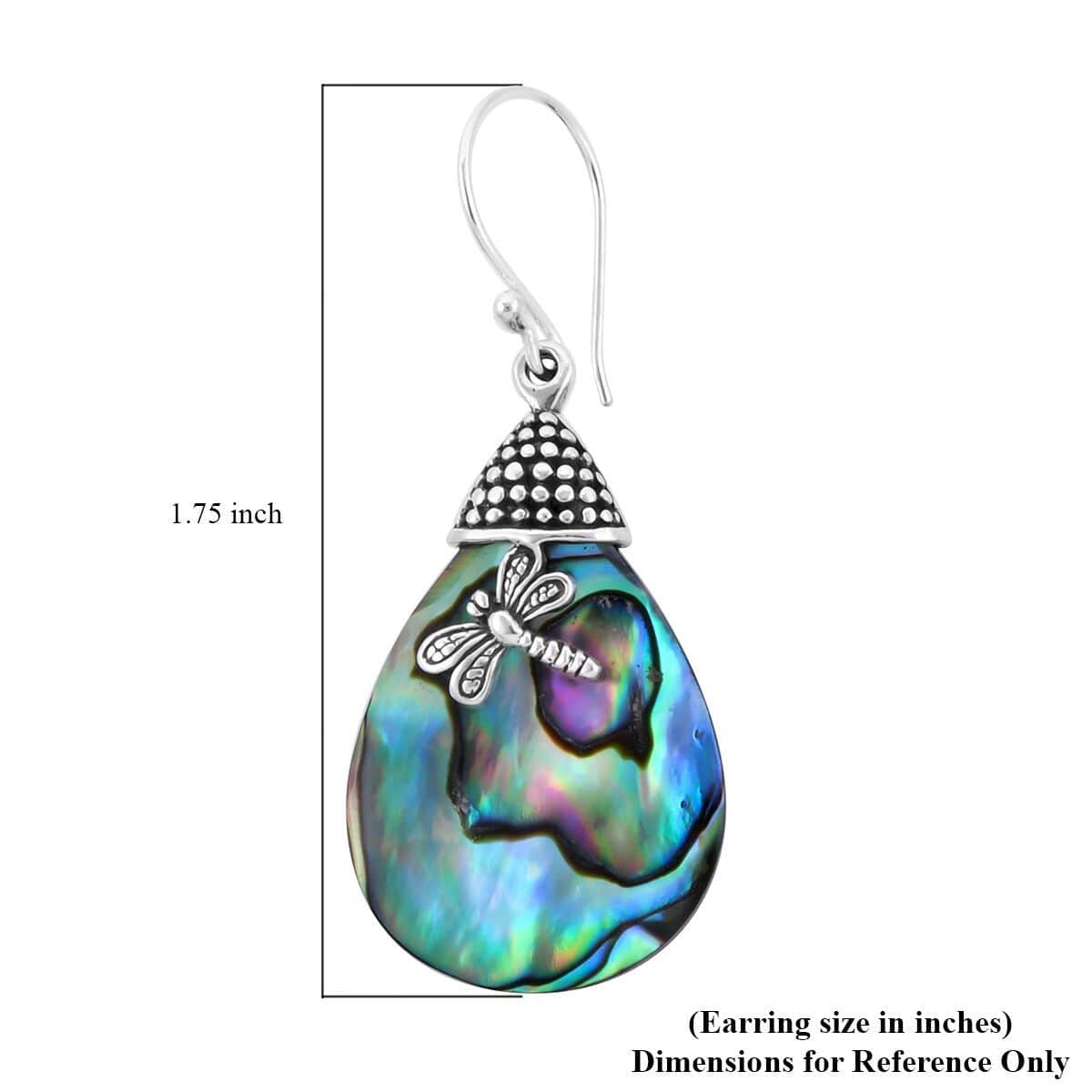 Abalone Shell Dragonfly Earrings in Sterling Silver image number 4