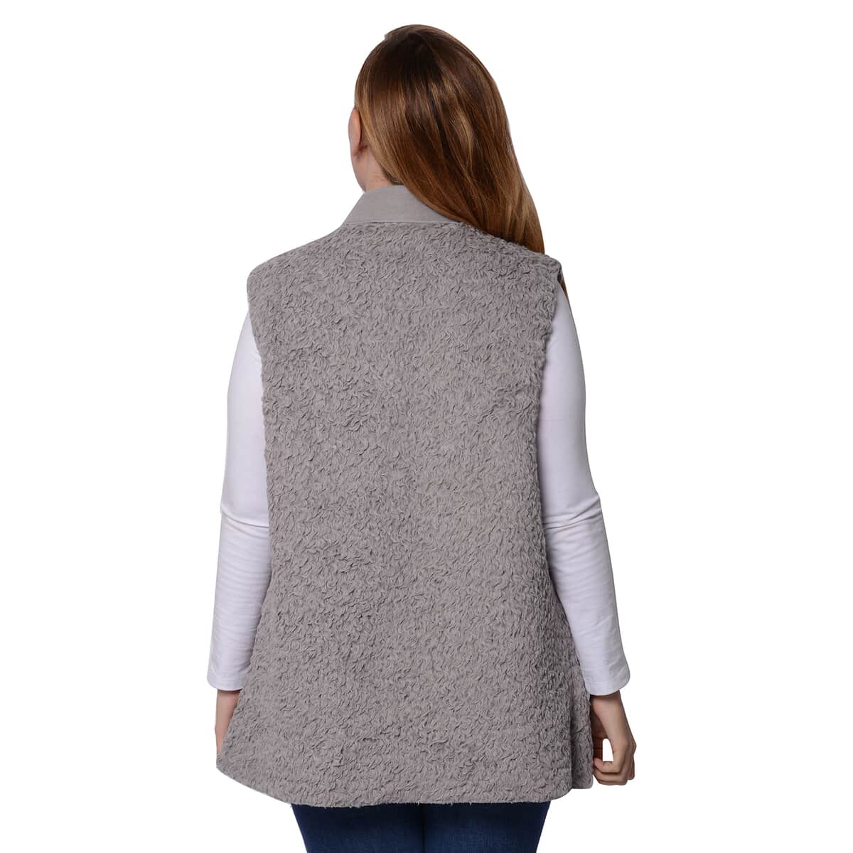 Passage Gray Faux Shearling Vest (L/XL, 100% Polyester) image number 1