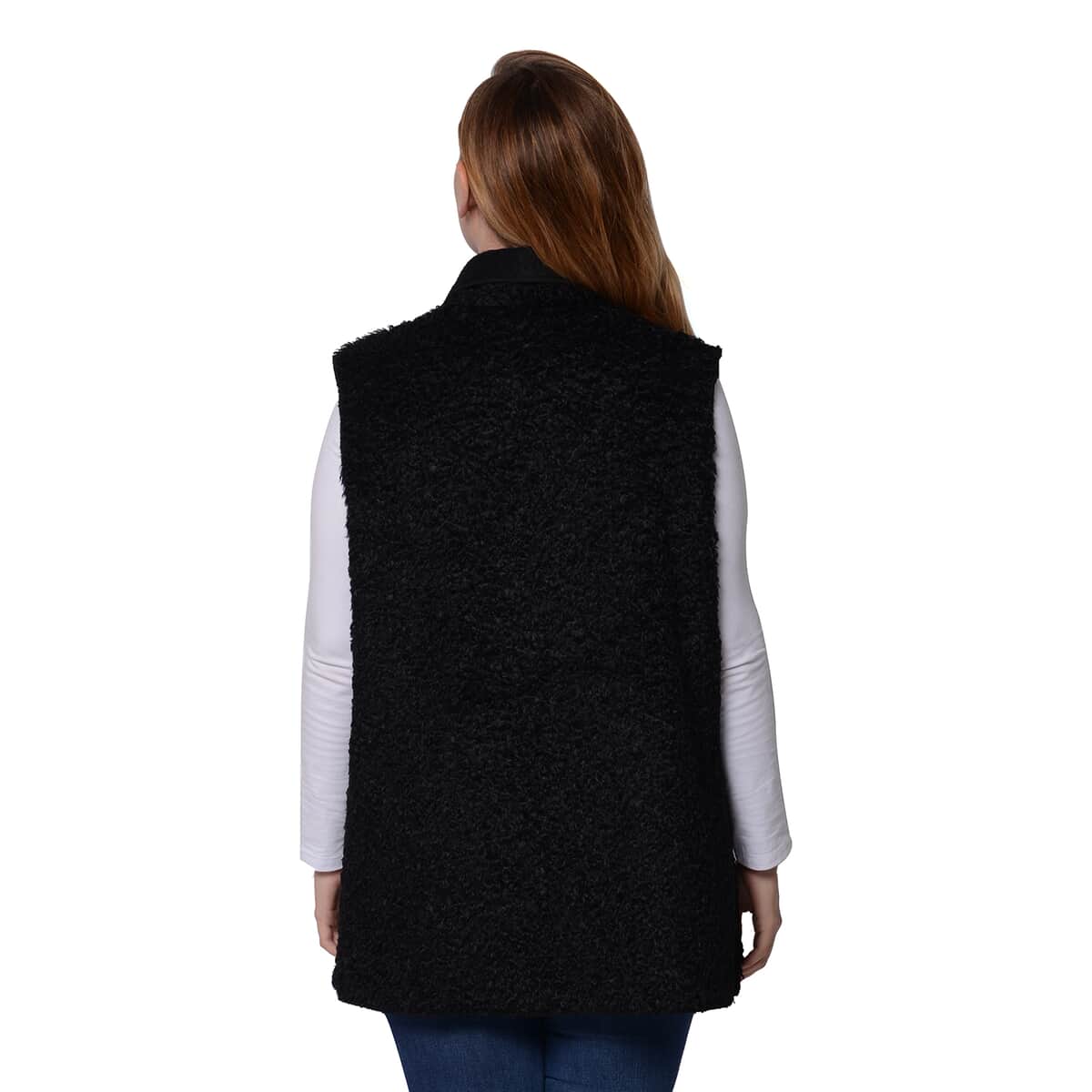 Passage Black Faux Shearling Vest (L/XL) image number 1