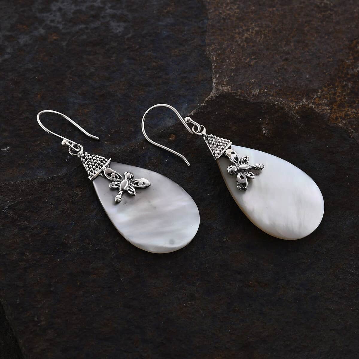 Mother of Pearl Drop Earrings in Sterling Silver,Dragonfly Earrings,Drop Earrings For Women image number 1