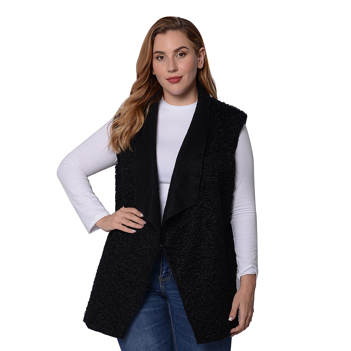 Passage Black Faux Shearling Vest (XL/XXL) image number 0