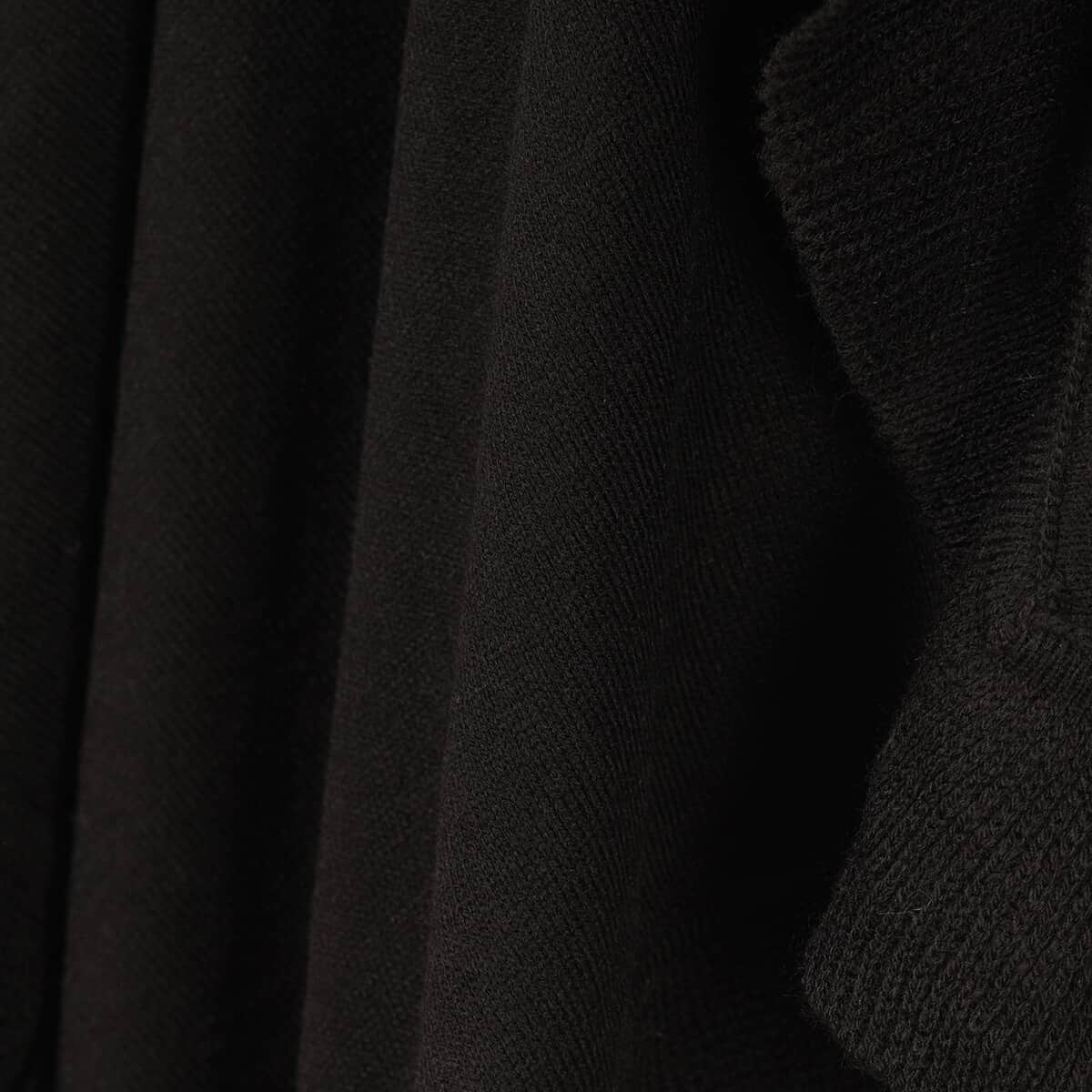 Passage 100% Cotton Knit Shawl Ruana with Frill Hem Detail - Black image number 4