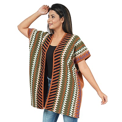 Passage 100% Acrylic Knit Chevron and Stripe Pattern Orange Sweater Vest