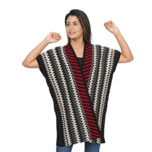 Passage 100% Acrylic Knit Red Chevron and Stripe Pattern Sweater Vest