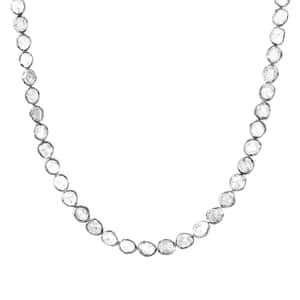 Polki Diamond Tennis Necklace 18 Inches in Platinum Over Sterling Silver 14.00 ctw