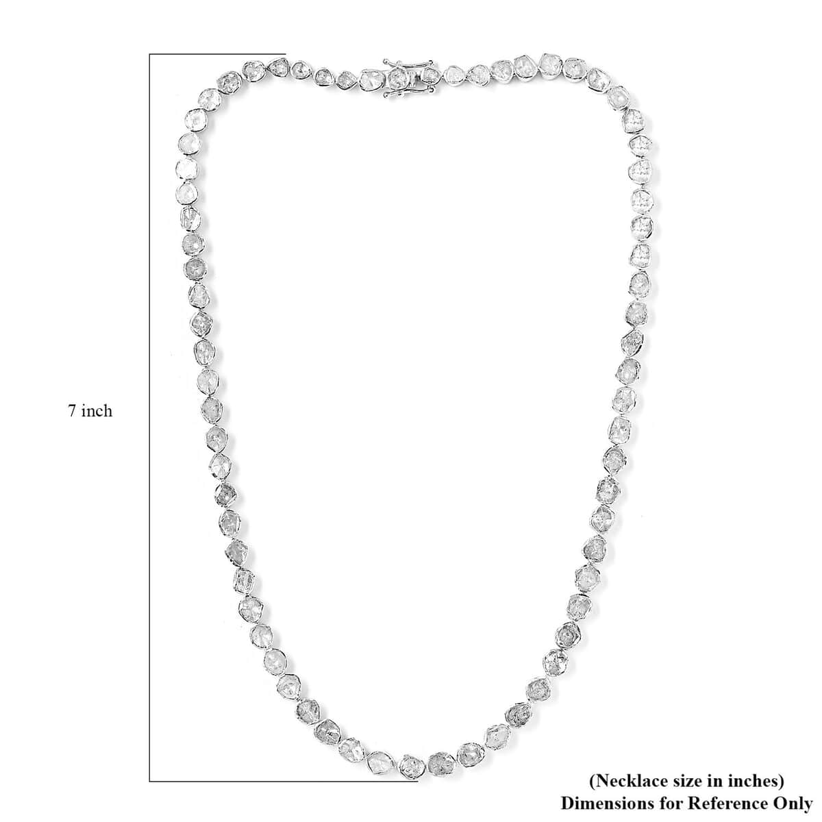 Polki Diamond Tennis Necklace 18 Inches in Platinum Over Sterling Silver 14.00 ctw image number 6