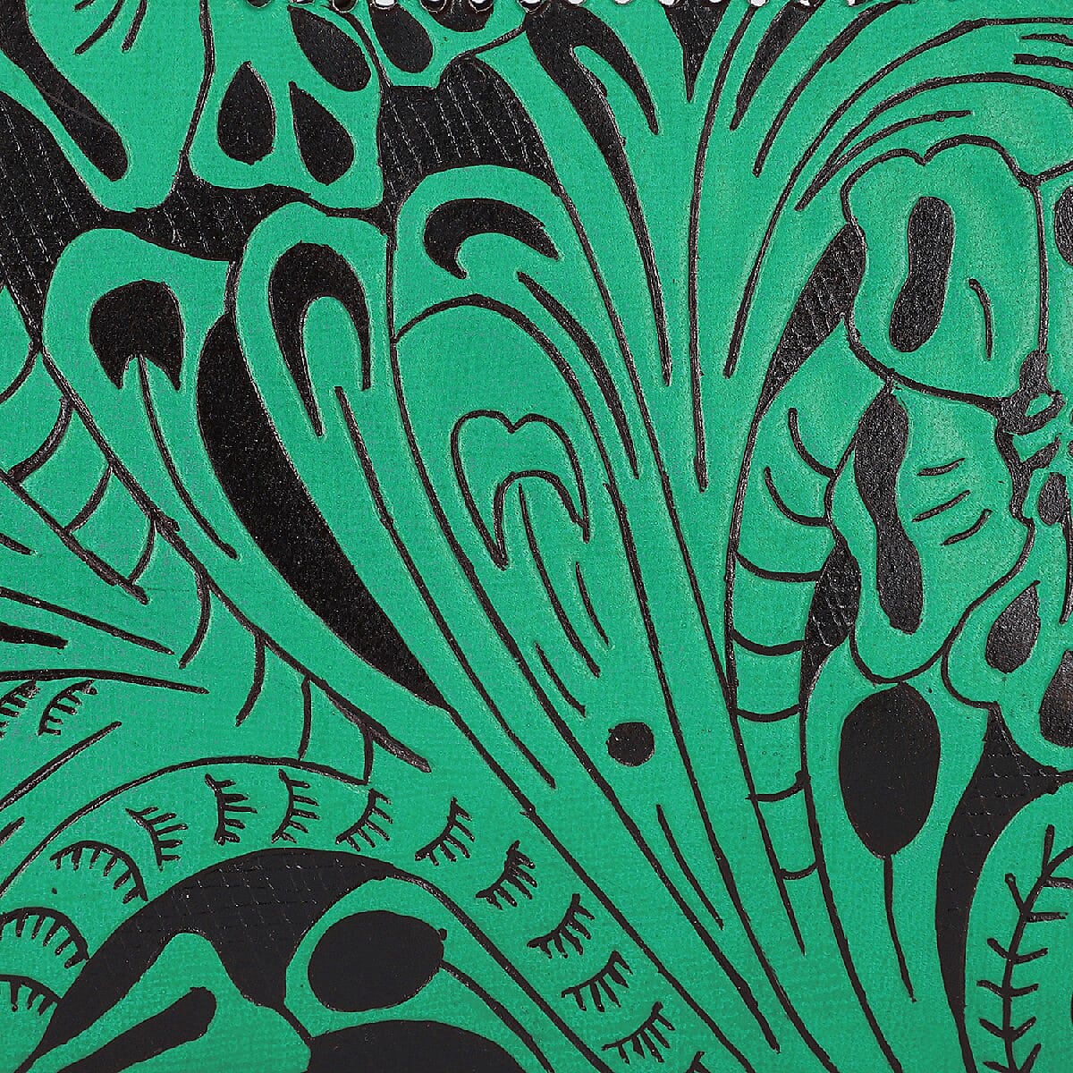 VIVID by SUKRITI - Green Floral 100% Genuine Leather Clutch Bag