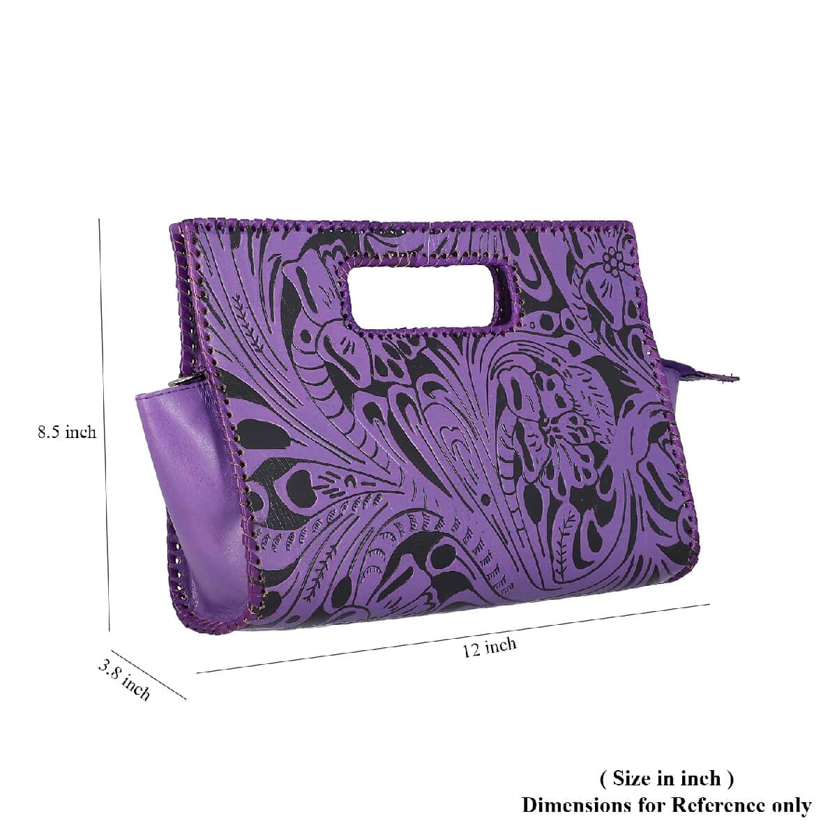 VIVID by SUKRITI - Purple Floral 100% Genuine Leather Clutch Bag image number 5
