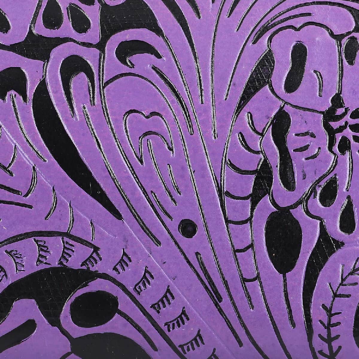 VIVID by SUKRITI - Purple Floral 100% Genuine Leather Clutch Bag image number 6
