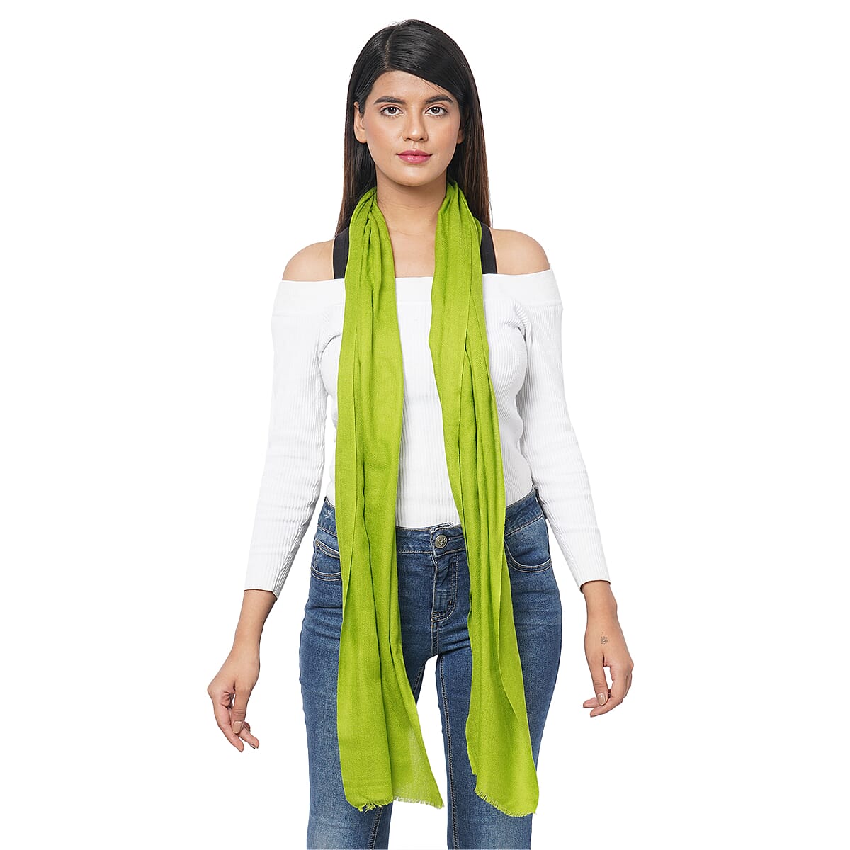 Passage 100% Cashmere Wool Light Lime Green Scarf image number 1