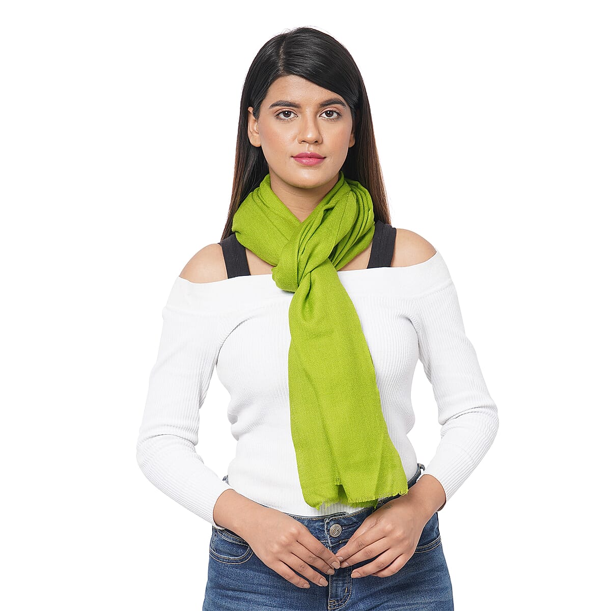 Passage 100% Cashmere Wool Light Lime Green Scarf image number 2