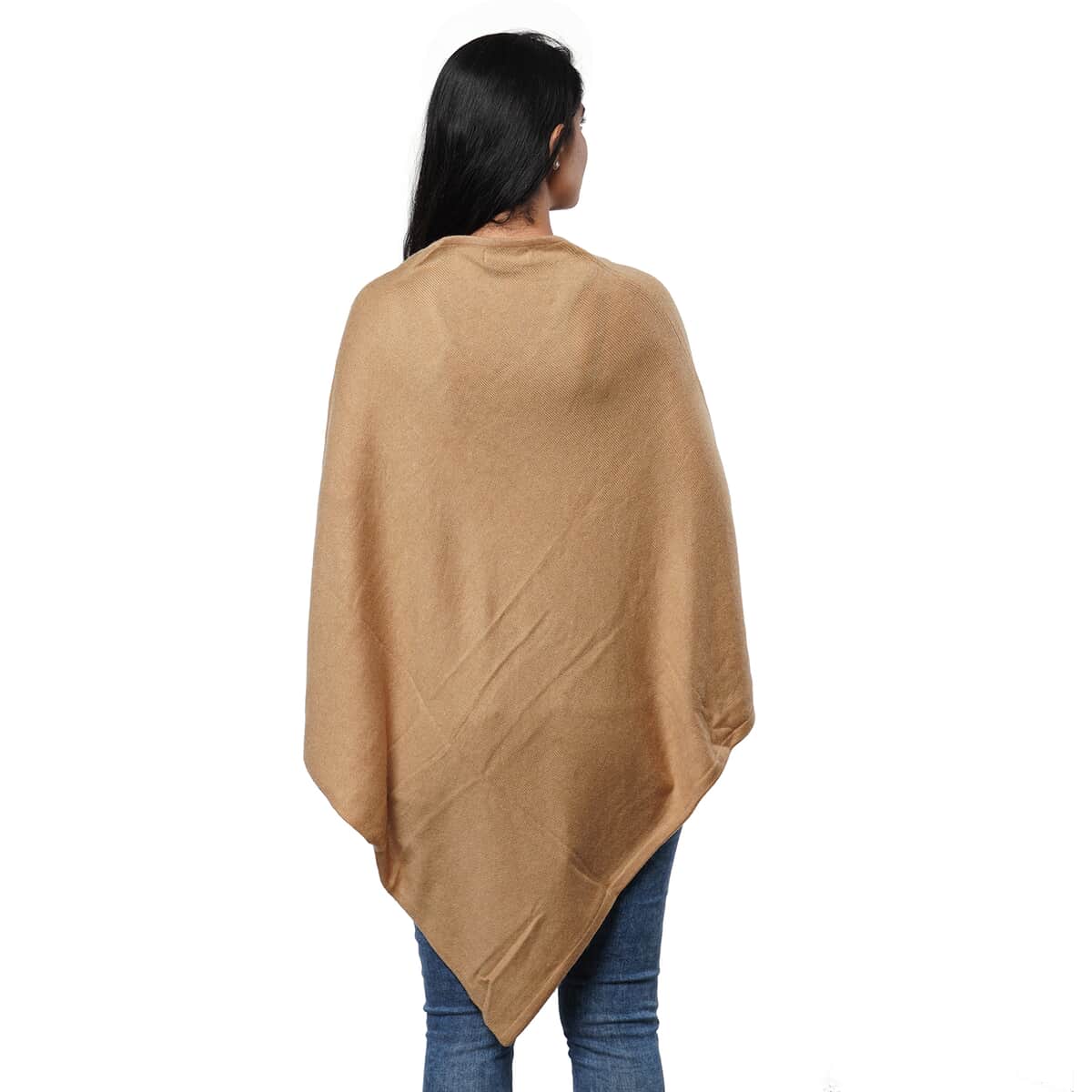 PASSAGE 100% Cashmere Wool Beige Poncho (One Size Fits Most, 28x28) image number 1