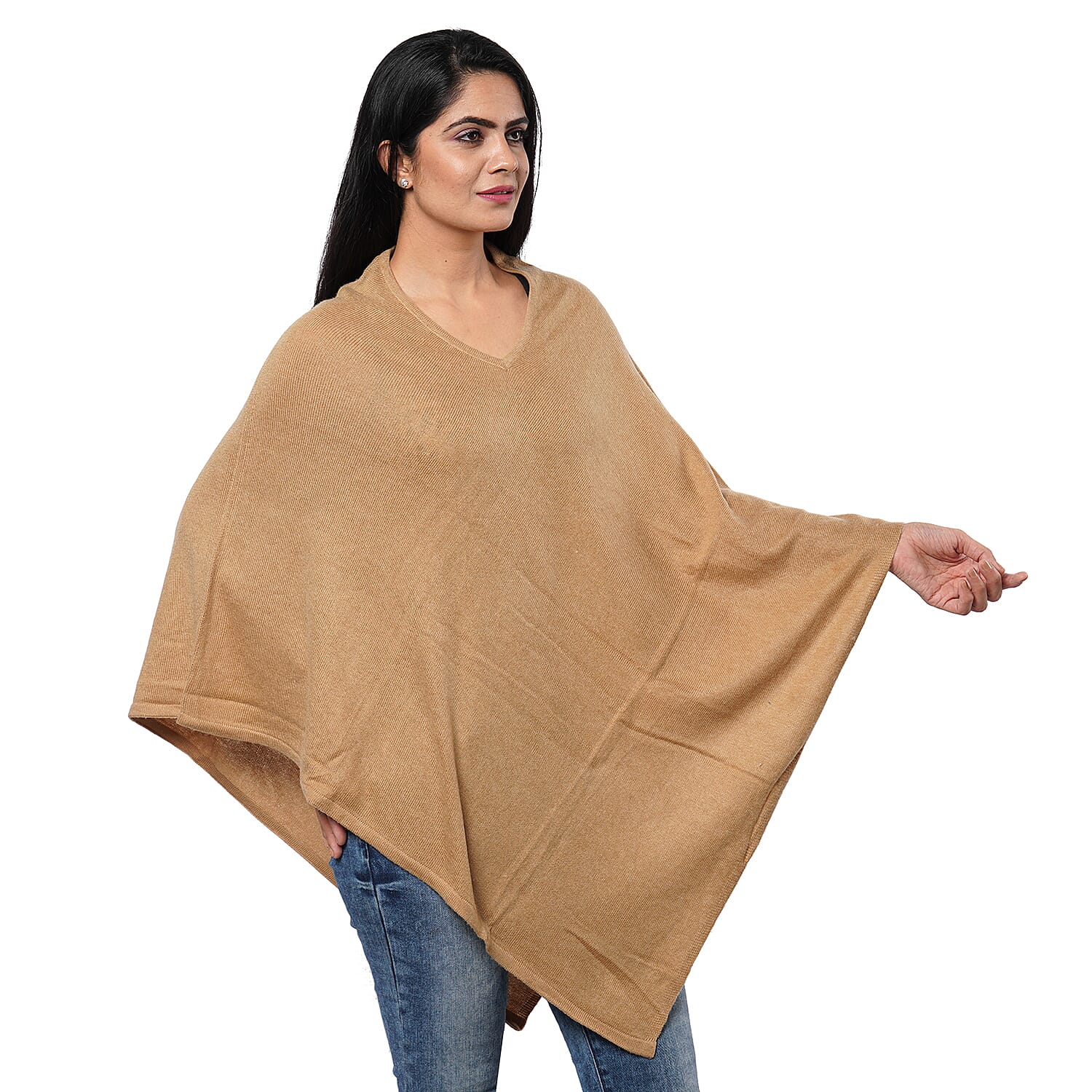 Passage Beige 100% Cashmere Woolen Poncho for Women | Cashmere Poncho | Women Capes | Poncho Scarf