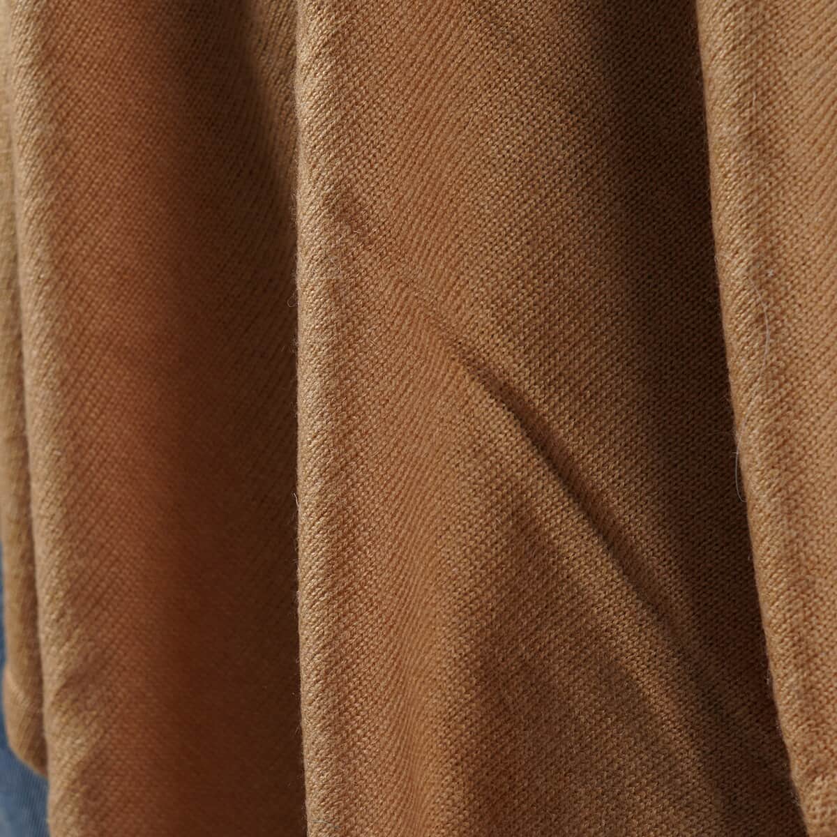 PASSAGE 100% Cashmere Wool Beige Poncho (One Size Fits Most, 28x28) image number 3