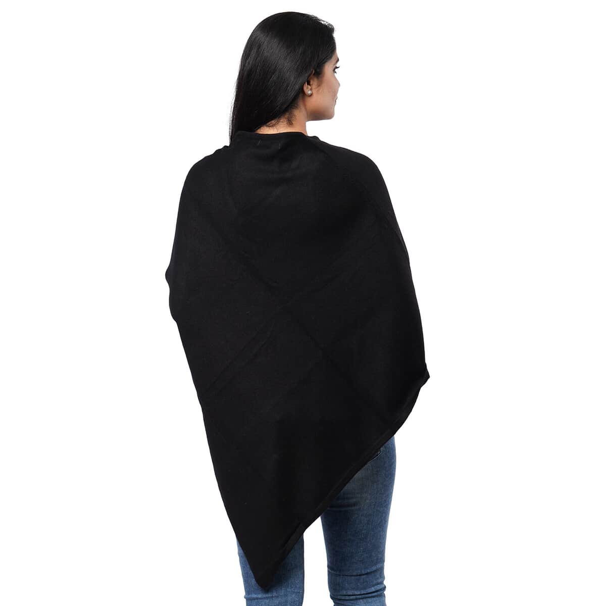 Passage Black 100% Cashmere Woolen Poncho for Women , Cashmere Poncho , Women Capes , Poncho Scarf image number 1