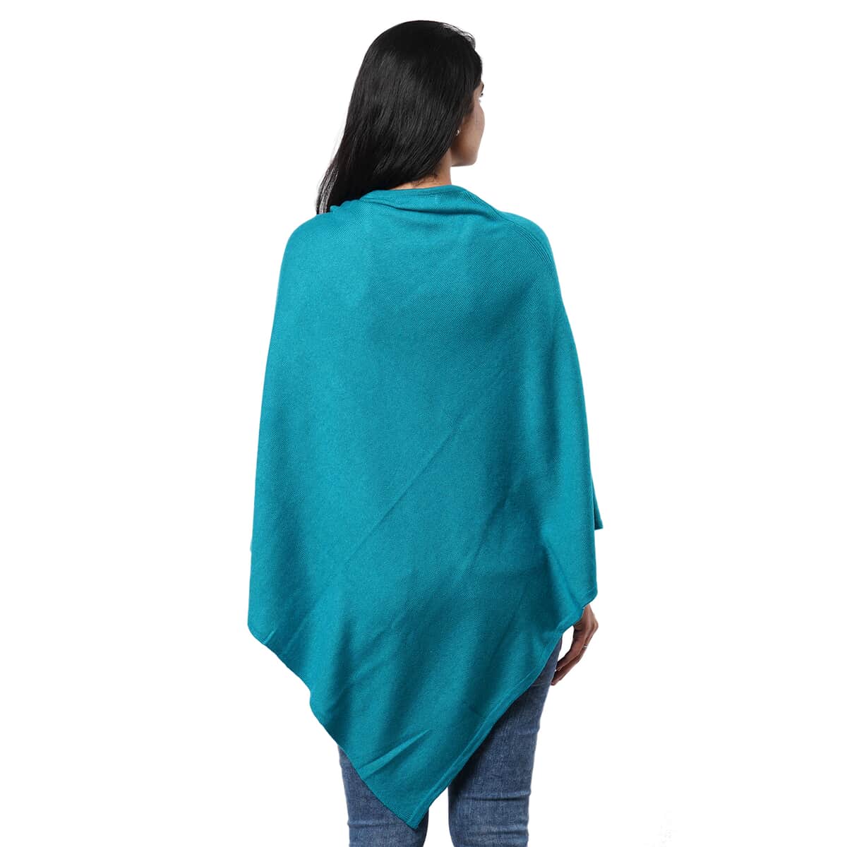 Passage Turquoise 100% Cashmere Woolen Poncho for Women , Cashmere Poncho , Women Capes , Poncho Scarf image number 1