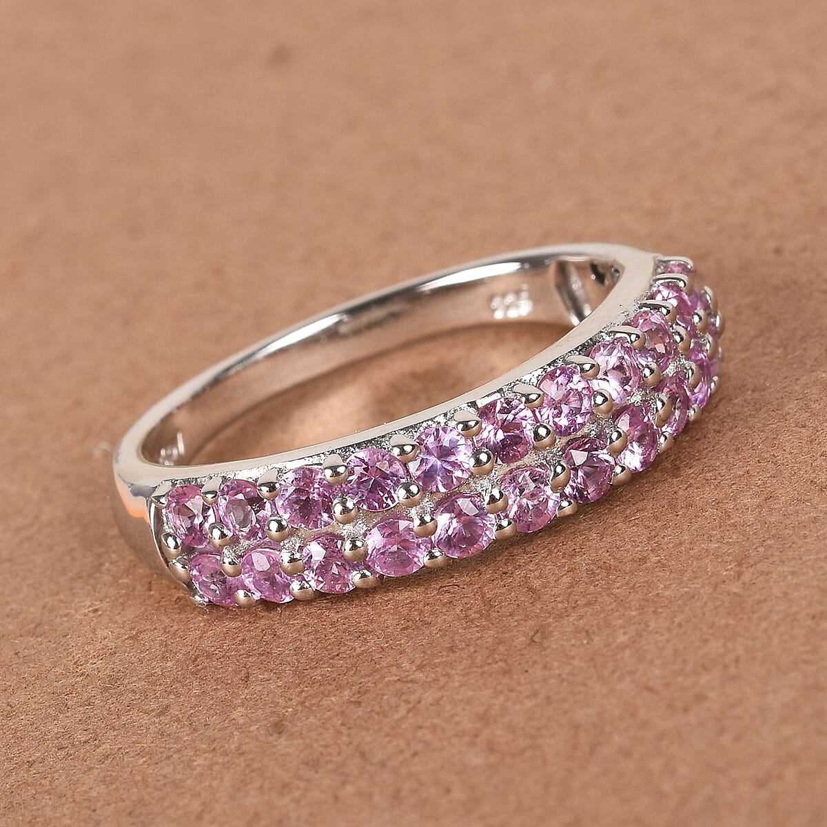 Madagascar Pink Sapphire Ring in Platinum Over Sterling Silver (Size 8.0) 1.75 ctw image number 1