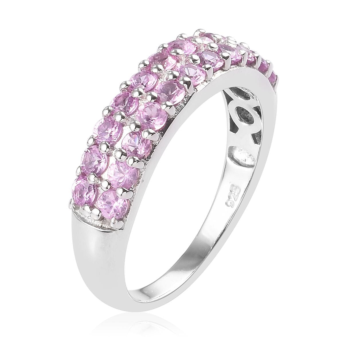 Madagascar Pink Sapphire Ring in Platinum Over Sterling Silver (Size 8.0) 1.75 ctw image number 3