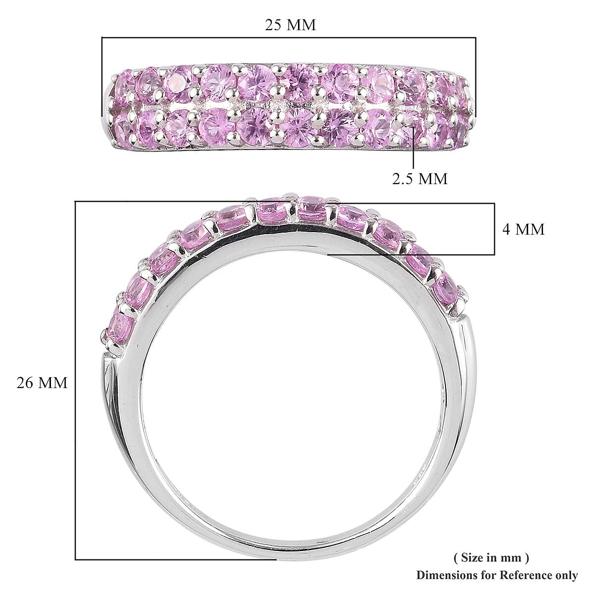 Madagascar Pink Sapphire Ring in Platinum Over Sterling Silver (Size 8.0) 1.75 ctw image number 5