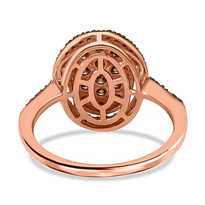 Natural Champagne Diamond Ring in Vermeil Rose Gold Over Sterling Silver,Cocktail Cluster Rings For Women 1.00 ctw