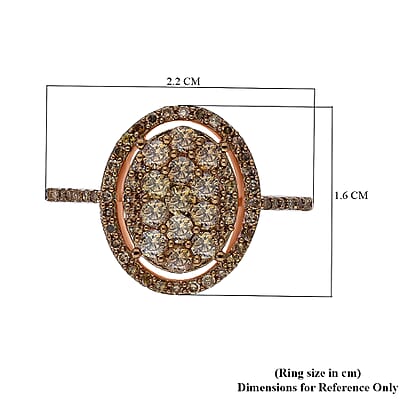 Natural Champagne Diamond Ring in Vermeil Rose Gold Over Sterling Silver,Cocktail Cluster Rings For Women 1.00 ctw