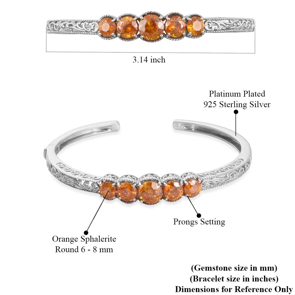 Natural Picos Altos Sphalerite Cuff Bracelet in Platinum Over Sterling Silver (7.25 in) 14.30 Grams 8.90 ctw image number 5