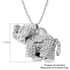 White and Black Austrian Crystal Elephant Pendant Necklace 24 Inches in Silvertone image number 5