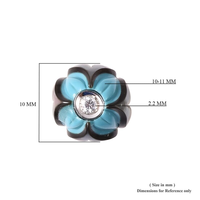 Galatea Pearl Collection Tahitian Cultured Pearl 10-11 mm and White Zircon Carved Floral Stud Earrings in Sterling Silver