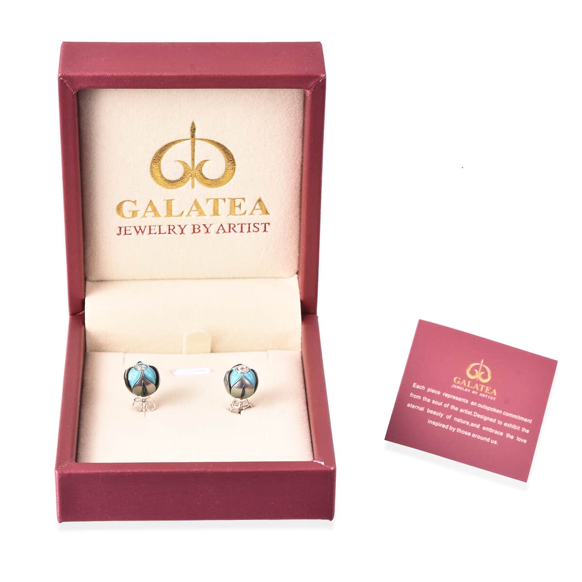 Galatea Pearl Collection Tahitian Cultured Pearl 10-11 mm and White Zircon Carved Floral Stud Earrings in Sterling Silver image number 5