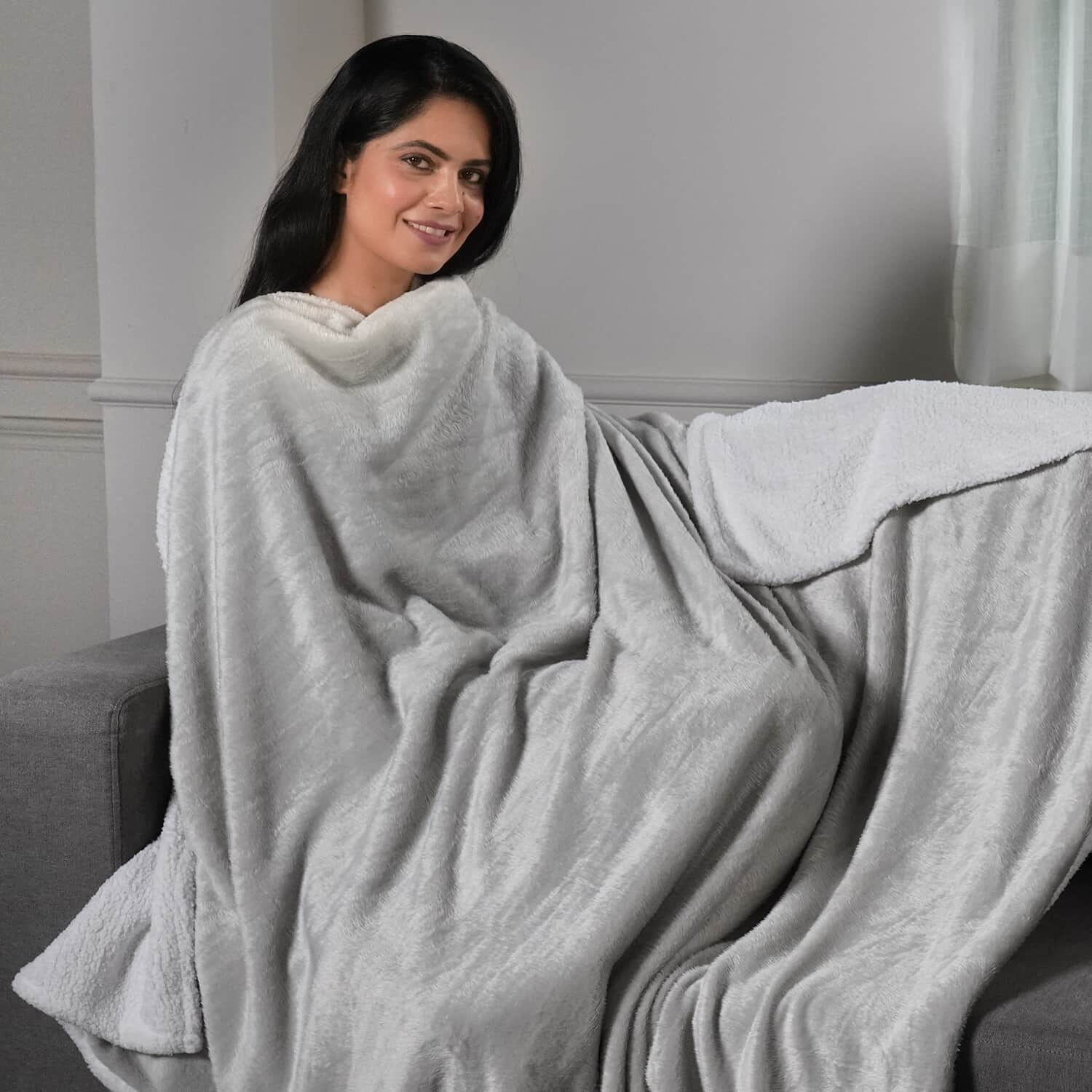 Gray best sale sherpa blanket