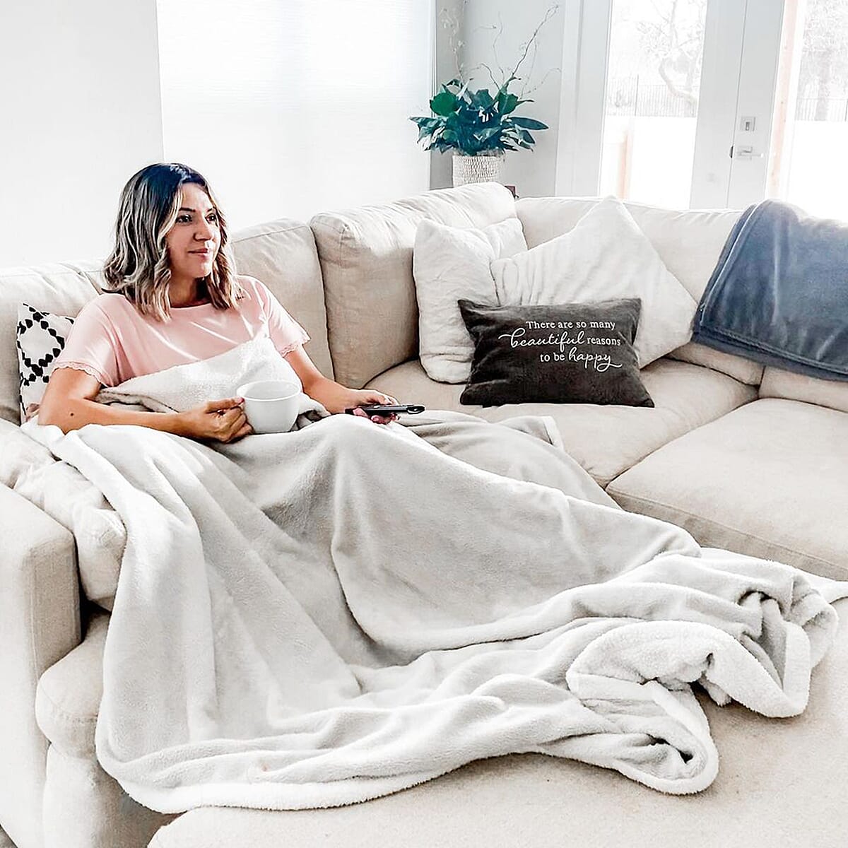 Mother's day jewelry Silver Gray Microfiber Sherpa Throw Blanket