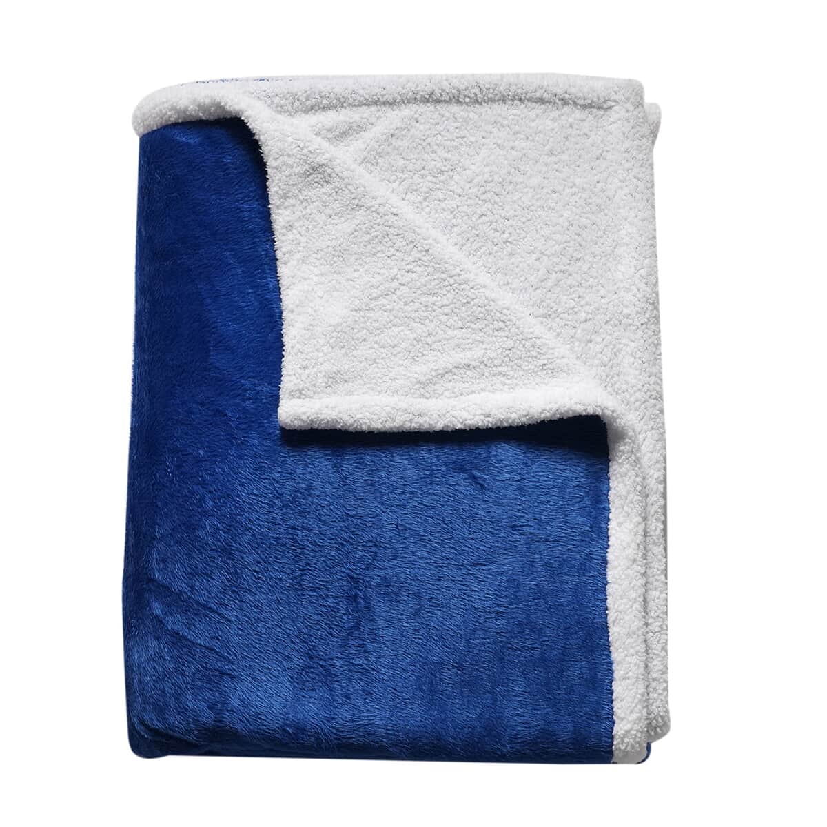 Blue Microfiber Sherpa Throw Blanket | Microfiber Blanket | Sherpa Blanket | Soft Blanket | Bed Throws | Cozy Blanket image number 3