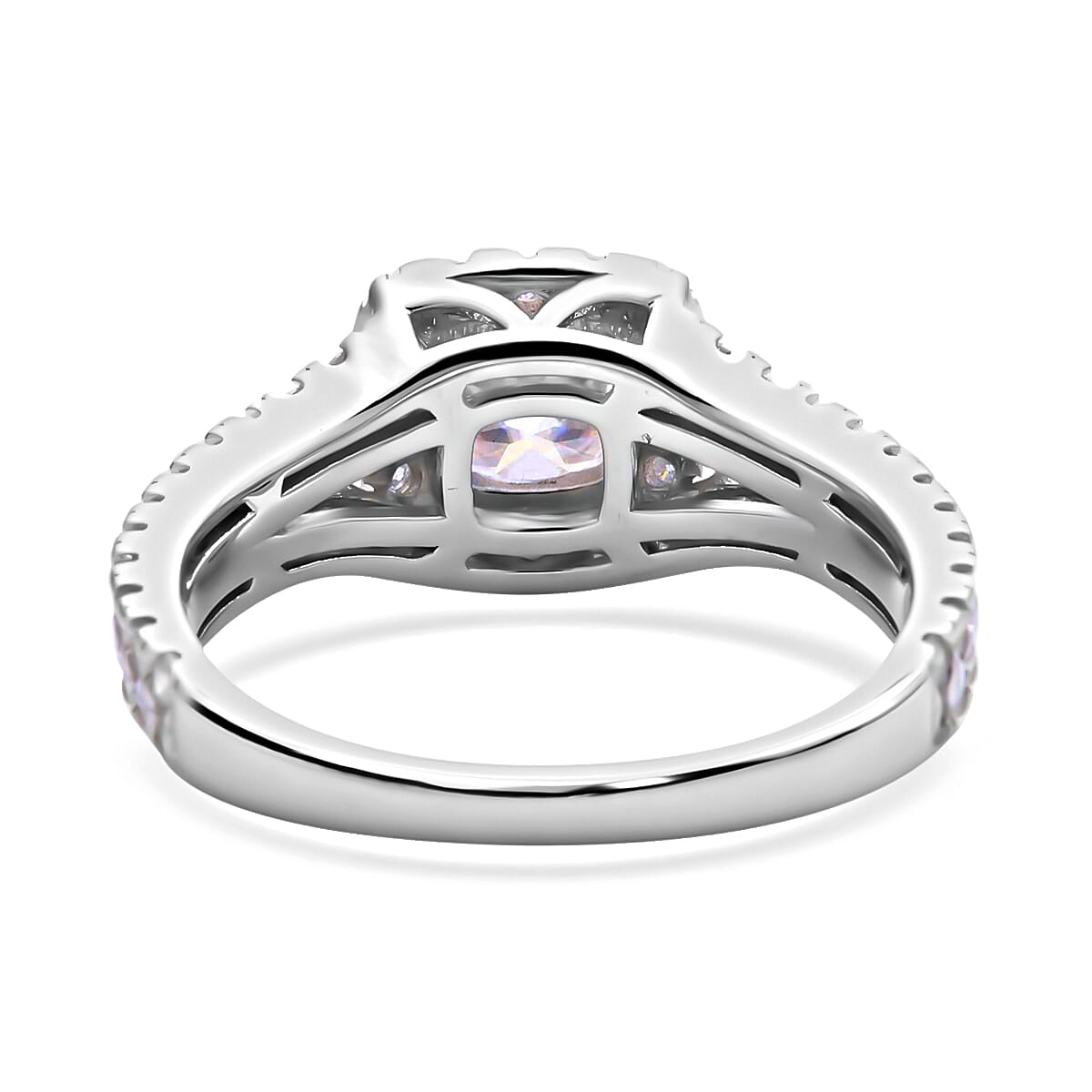 Moissanite Split Shank Ring in Sterling Silver (Size 7.0) 1.75 ctw image number 4