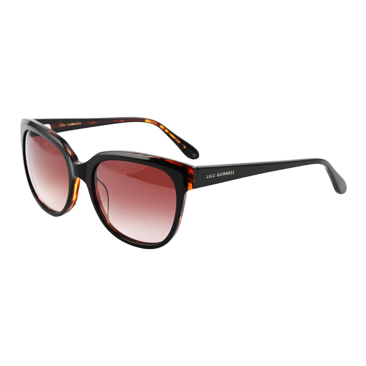 Lulu Guinness Black 100% UV Protection 55mm Wayfarer Sunglasses with Case, Designer Polarized UV Sunglasses, Birthday Anniversary Gifts image number 0