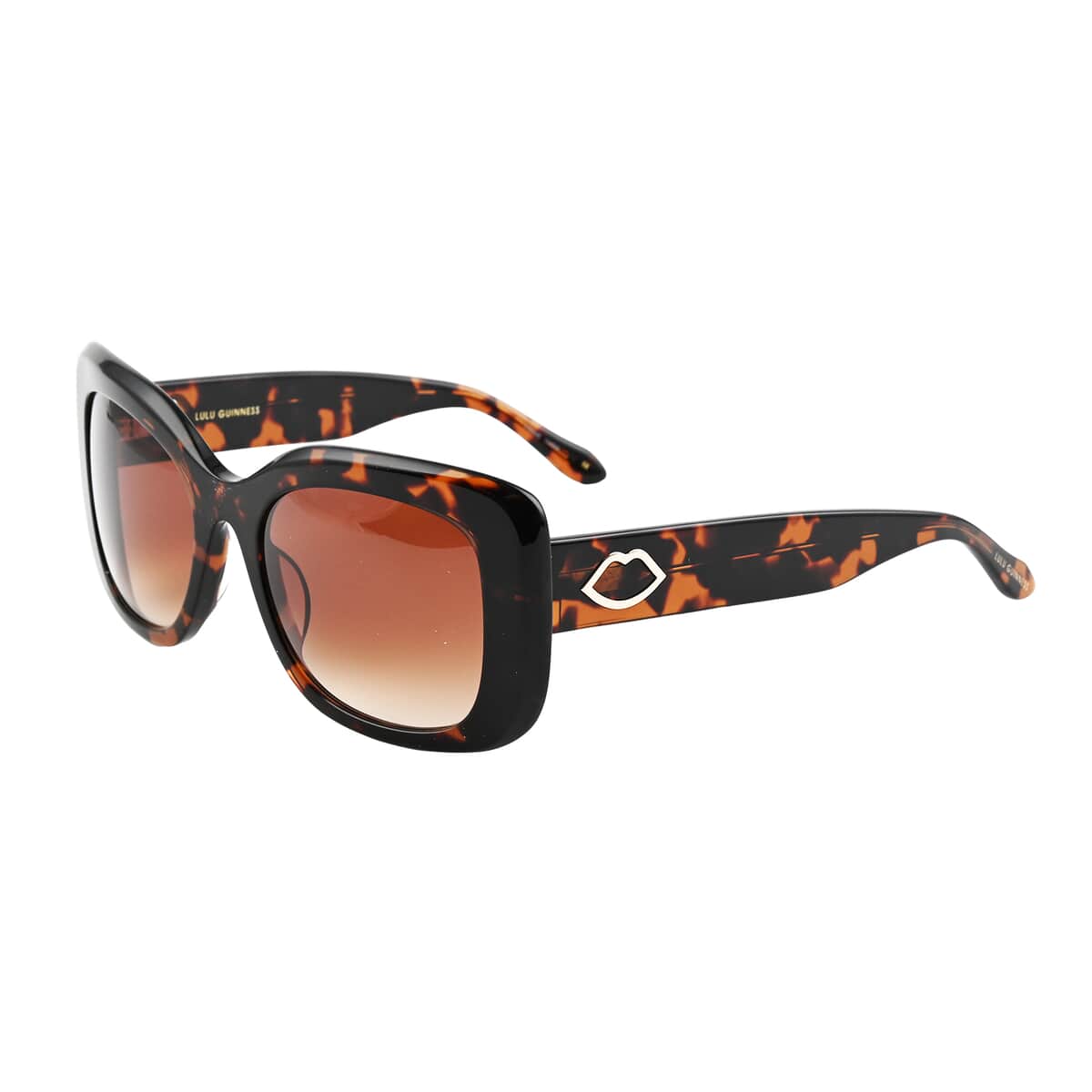 Lulu Guinness Tortoise 100% UV Protection 54mm Butterfly Sunglasses with Case | UV Butterfly Sunglasses | Designer Polarized Sunglasses image number 0