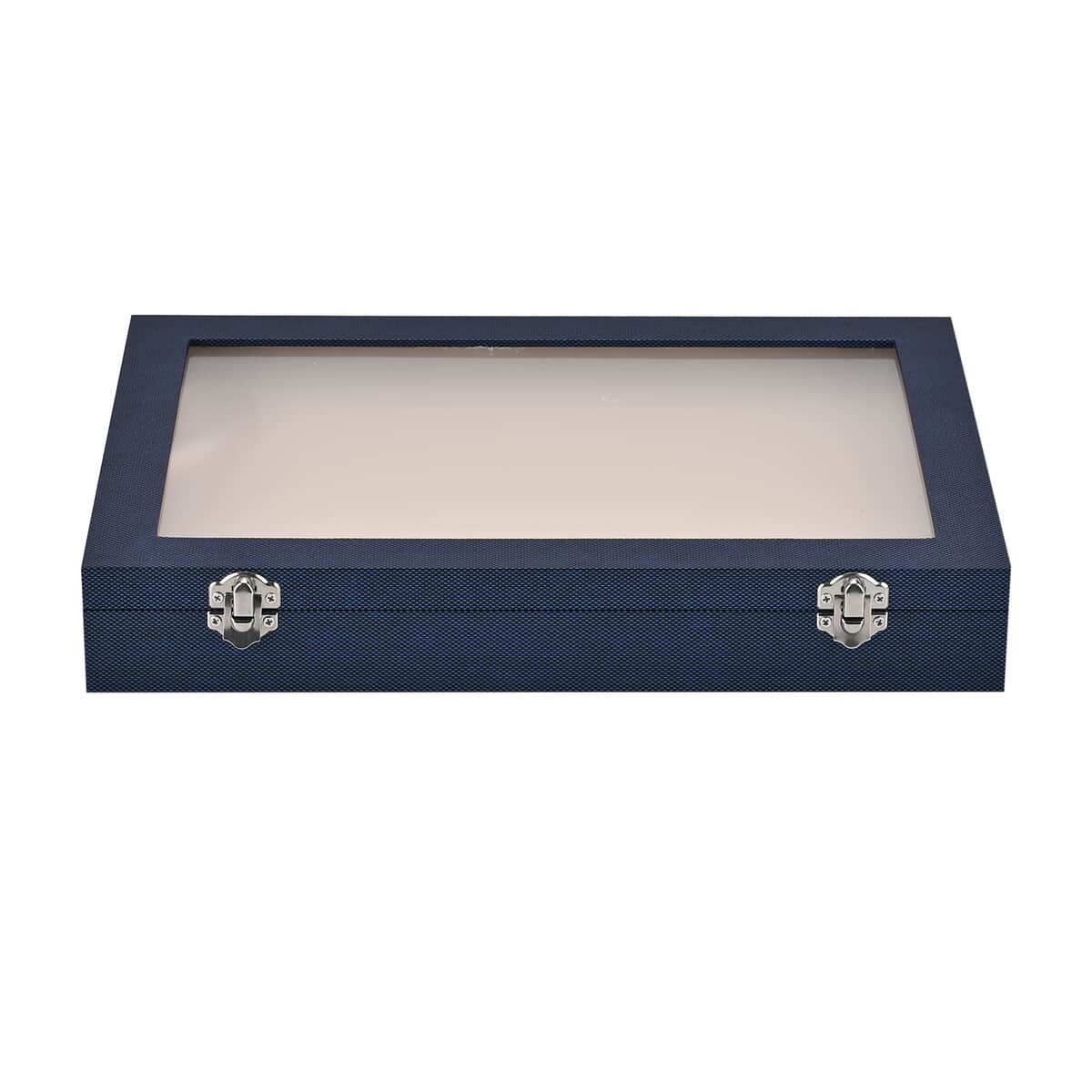 Navy Leatherette Anti Tarnish Lining Ring and Earring Box , Portable Jewelry Box for Women , Briefcase Style Jewelry Box , Jewelry Holder , Jewelry Storage , Jewelry Organizer image number 0