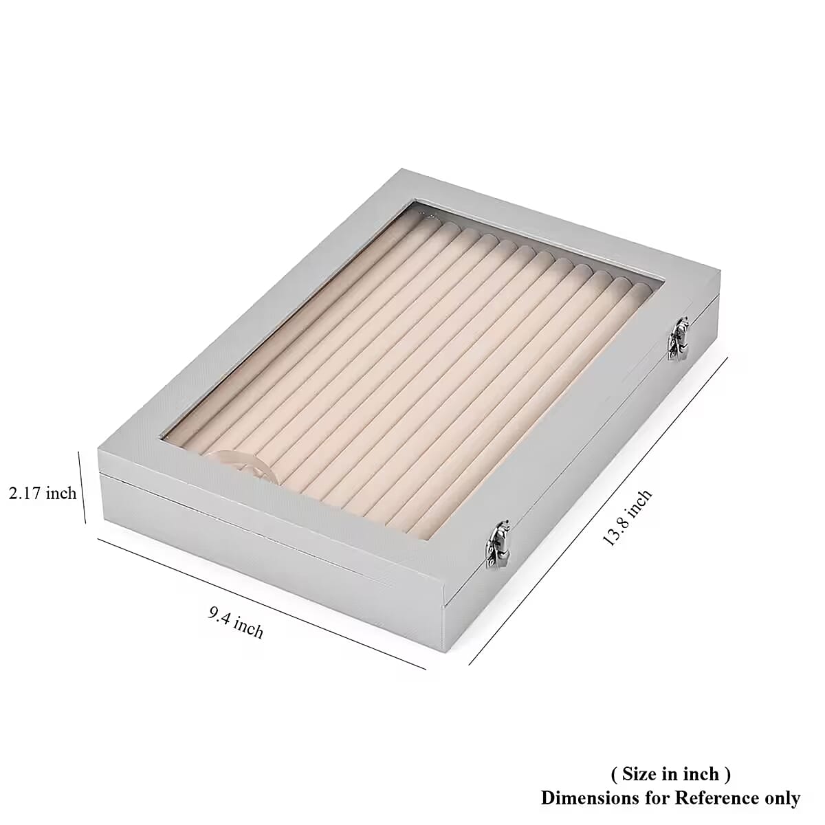 Gray Leatherette Anti Tarnish Lining Ring and Earring Box , Portable Jewelry Box for Women , Briefcase Style Jewelry Box , Jewelry Holder , Jewelry Storage , Jewelry Organizer image number 6