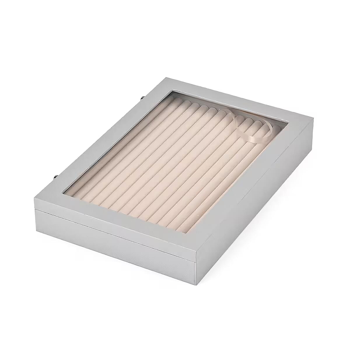 Gray Leatherette Anti Tarnish Lining Ring and Earring Box , Portable Jewelry Box for Women , Briefcase Style Jewelry Box , Jewelry Holder , Jewelry Storage , Jewelry Organizer image number 8