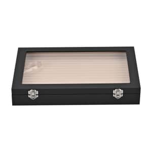 Black Leatherette Anti Tarnish Lining Ring and Earring Box (150 Slot) (14x9.5x2)