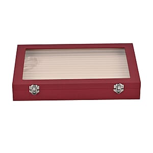 Burgundy Leatherette Anti Tarnish Lining Ring and Earring Box , Portable Jewelry Box for Women , Briefcase Style Jewelry Box , Jewelry Holder , Jewelry Storage , Jewelry Organizer